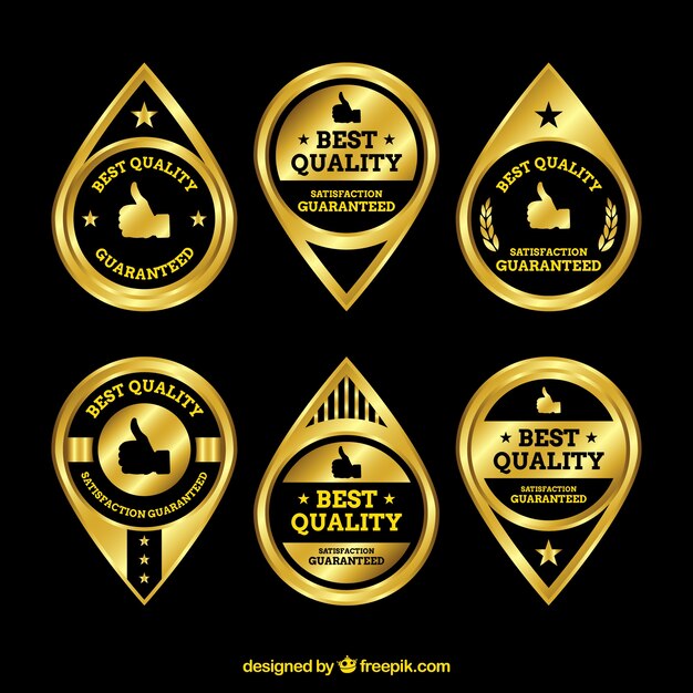 Set of golden premium stickers