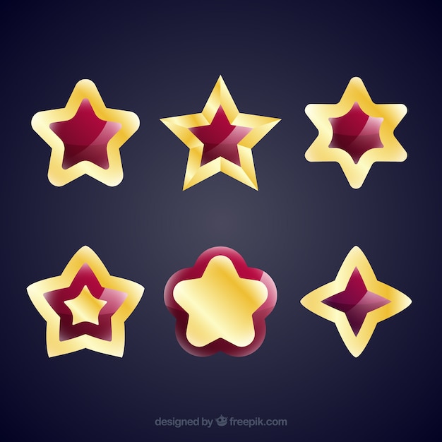 Free vector set of golden and red stars