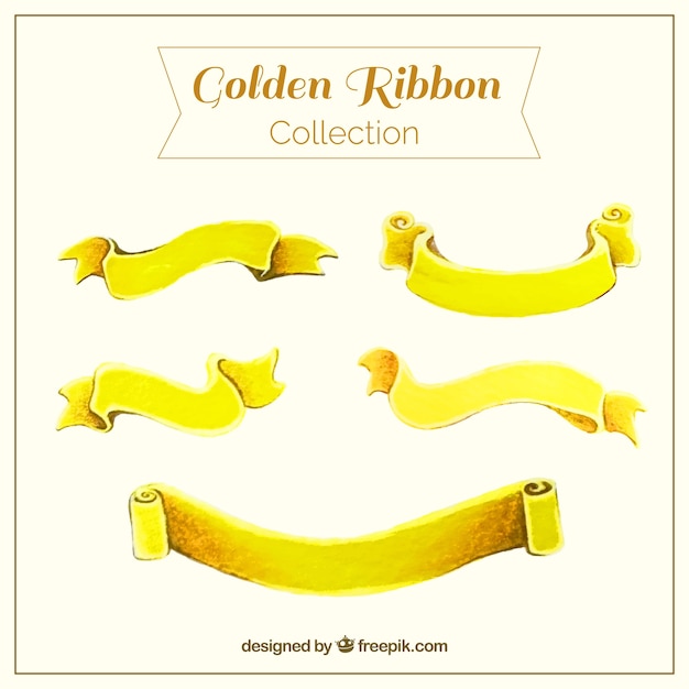 Free vector set of golden ribbon with fantastic designs