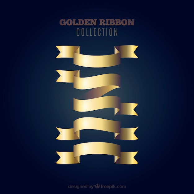 Free vector set of golden ribbons