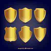 Free vector set of golden shields