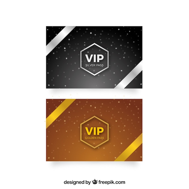 Free vector set of golden and silver vip cards