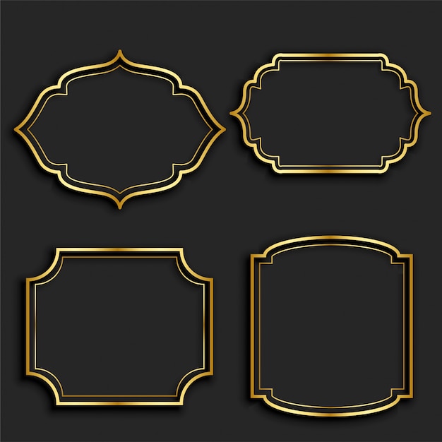 Free vector set of golden vintage frame labels