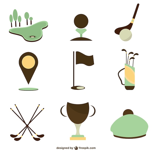 Vettore gratuito set di icone di golf