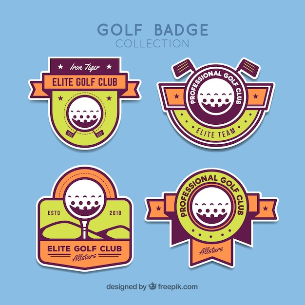 Set of golf labels in flat style