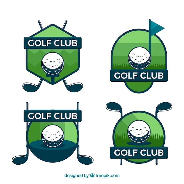 Set di etichette da golf in stile piatto