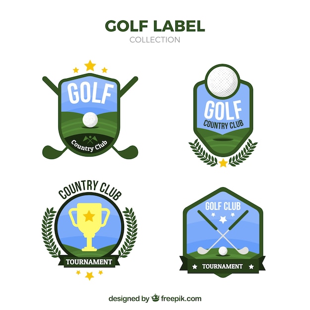 Free vector set of golf labels in flat style