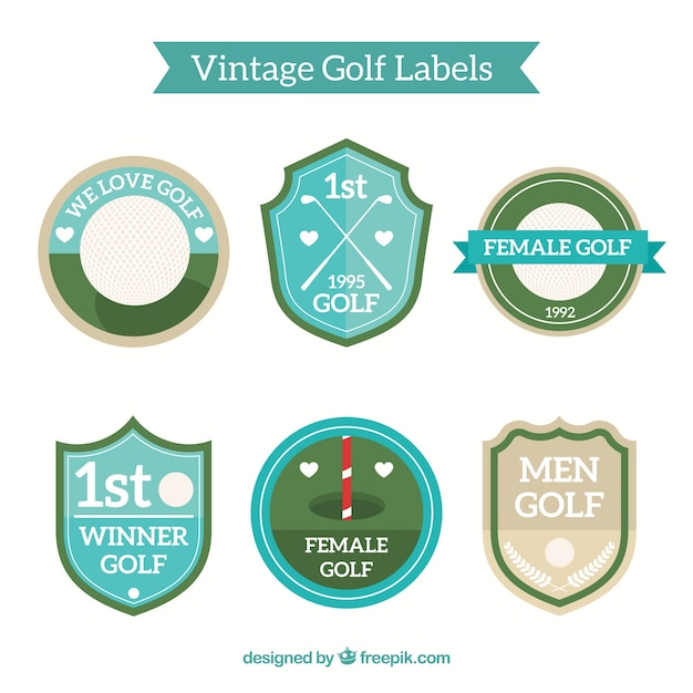 Набор ярлыков для гольфа в винтажном стиле
