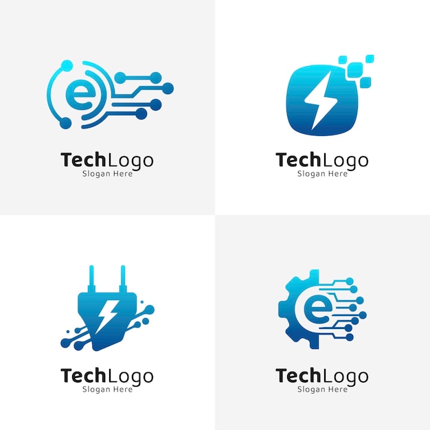 Set of gradient electronics logo templates