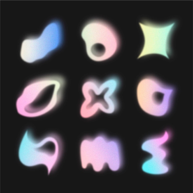 Set of gradient grainy gradient shapes