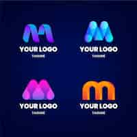 Free vector set of gradient m logo templates