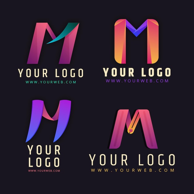 Set of gradient m logo templates