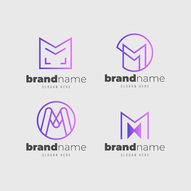 Set of gradient m logo templates