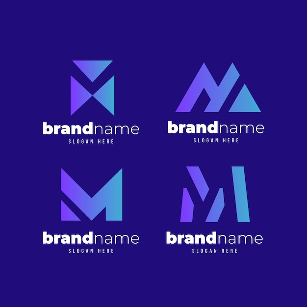 Set of gradient m logo templates