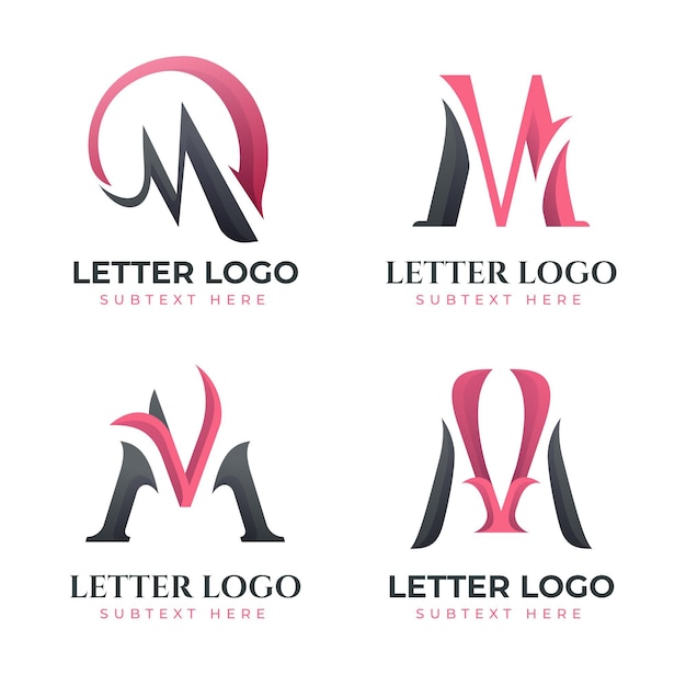 Free vector set of gradient m logo templates