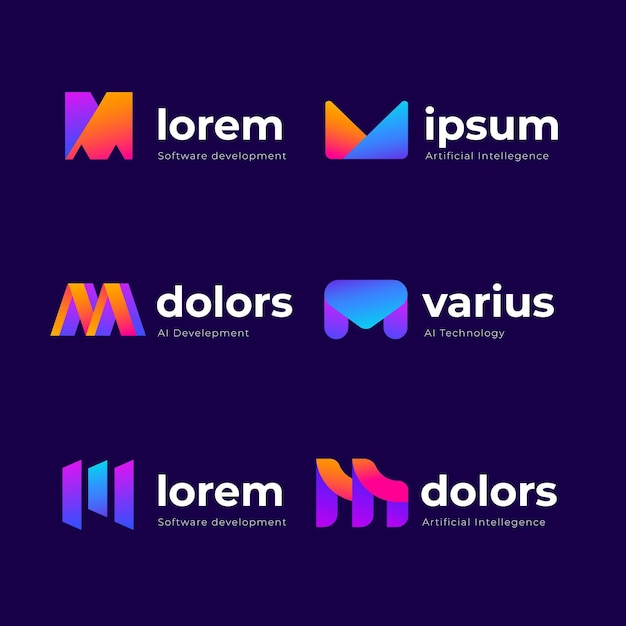 Набор шаблонов логотипов gradient m