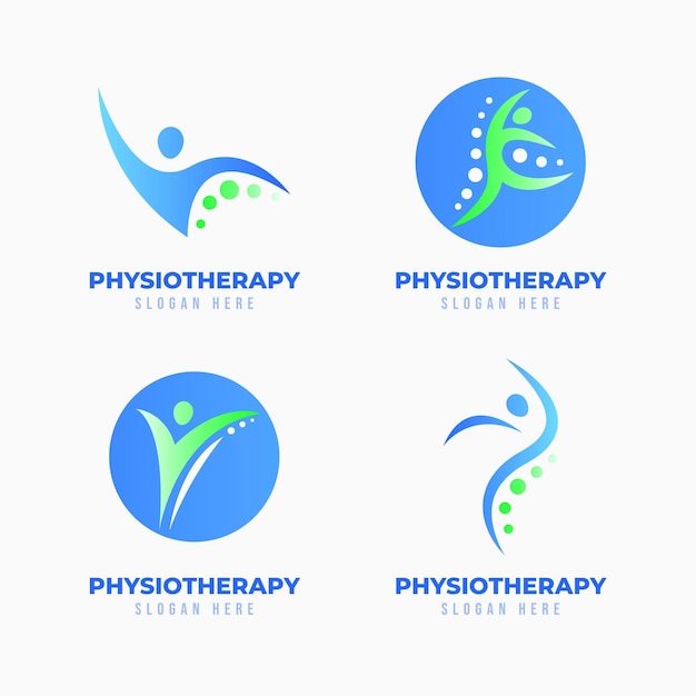 Set of gradient physiotherapy logo templates