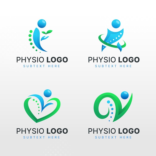 Set of gradient physiotherapy logo templates