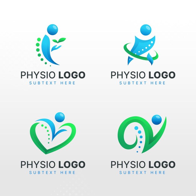 Set of gradient physiotherapy logo templates