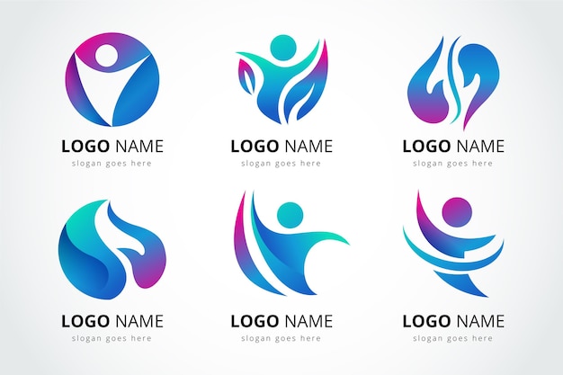 Free vector set of gradient physiotherapy logo templates