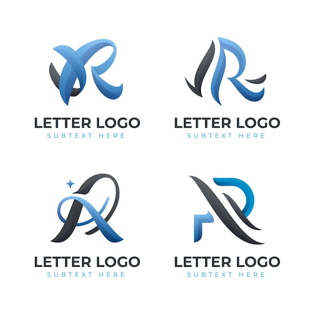 Set of gradient r logo templates