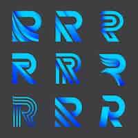 Free vector set of gradient r logo templates