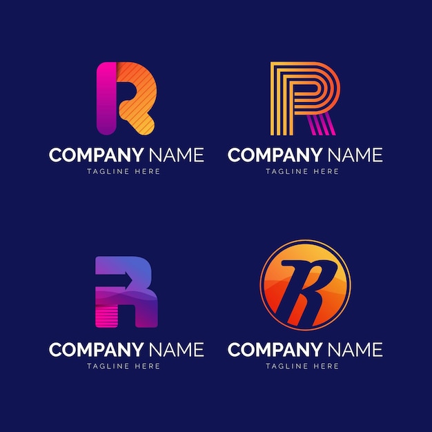 Set of gradient r logo templates