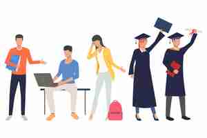 Free vector set of graduation students