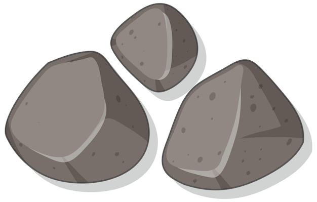 Vettore gratuito set di pietre di granito isolate su sfondo bianco