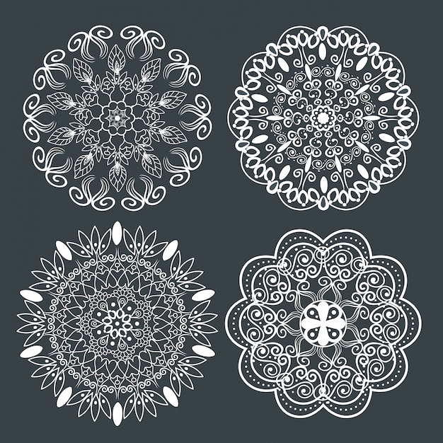 Set graphic mandala with ornamental style