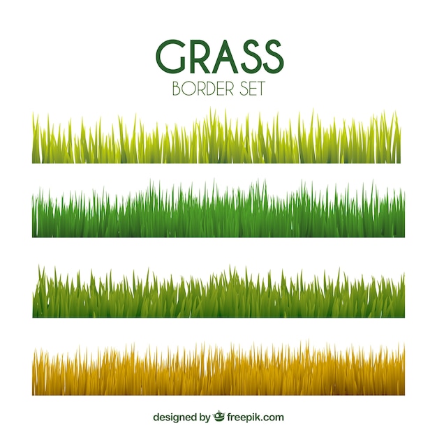 Free vector set of grass borders in different colors