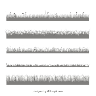 Set of grass silhouettes