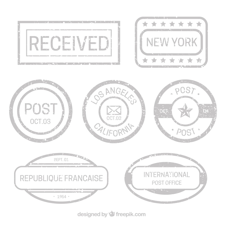 Free Vector set of gray post stamps