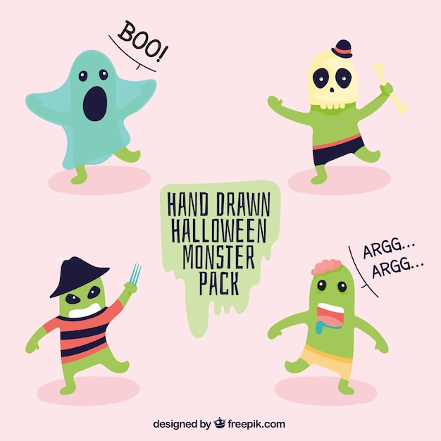 Free vector set of great halloween monsters