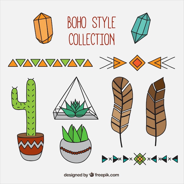 Set of great objects in boho style