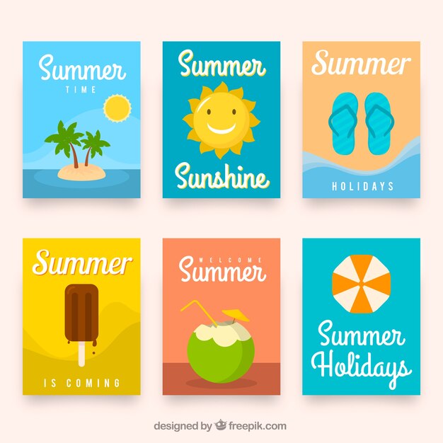 멋진 여름 카드 세트
