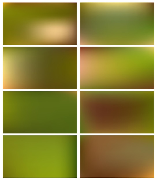 Free vector set of green backgrounds smooth and blurry abstract gradient