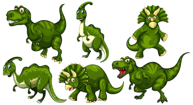 Набор зеленого динозавра мультипликационный персонаж