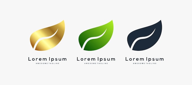 Набор векторов вдохновения для дизайна логотипа зеленого листа