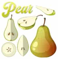 Free vector set of green pear isolated
