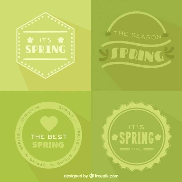 Free vector set of green spring badges