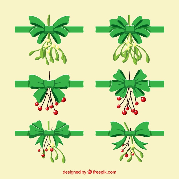 Free vector set of green ties with natural elements