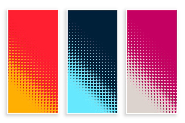 Set of halftone banner in different colors