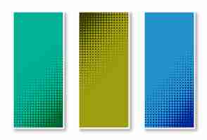 Free vector set of halftone vertical banner background in three colors beautiful design