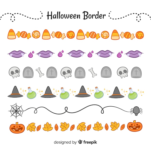 Set of halloween borders