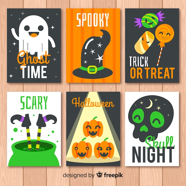 Free vector set of halloween cards