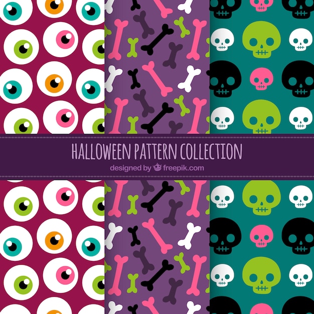 Set of halloween colored patterns