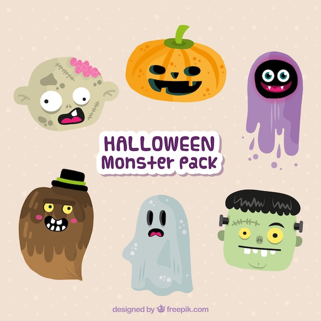 Set of halloween cute characters