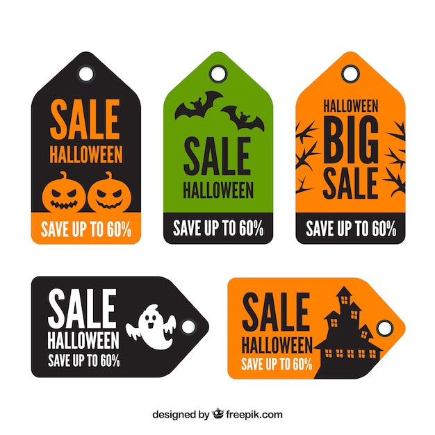 Free vector set of halloween deals labels