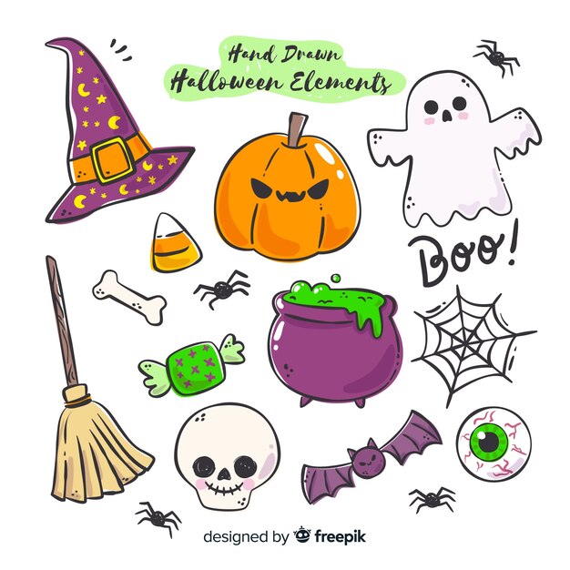 Free vector set of halloween elements